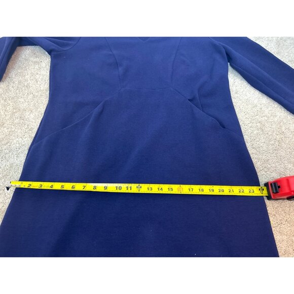 Boden Ellen Ottoman V-Neck Career Dress Size 16L Navy Blue Ribbed Front Pockets - Picture 14 of 14